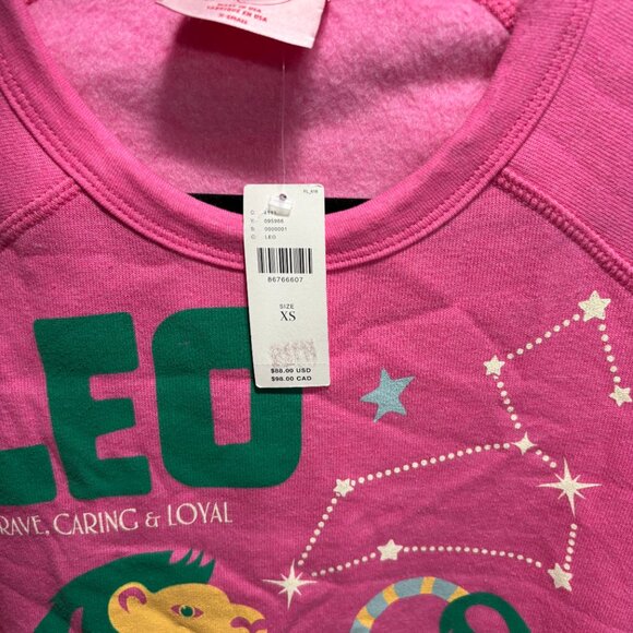NWT Midnight Rider Leo Zodiac Graphic Sweatshirt Pink Fleece – Women’s XS anthro - Picture 4 of 6